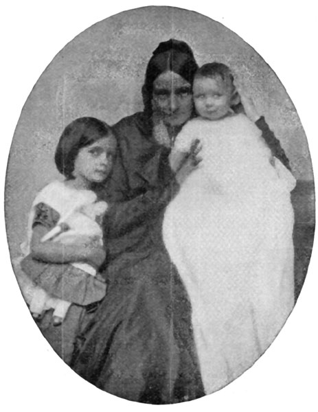 ELIZABETH STUART PHELPS, HER MOTHER, AND HER INFANT BROTHER. AFTERWARDS PROFESSOR M. STUART PHELPS.