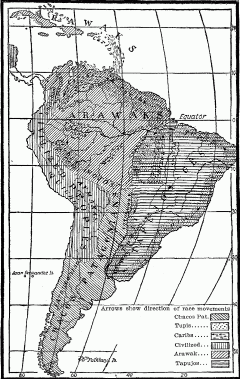 Primitive Indian Stocks Of South America (From Helmolt's History of the World. By permission of Dodd, Mead & Co.)