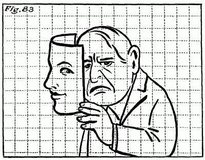 Figure 83: The woman's face now revealed to be a mask worn by an older man.