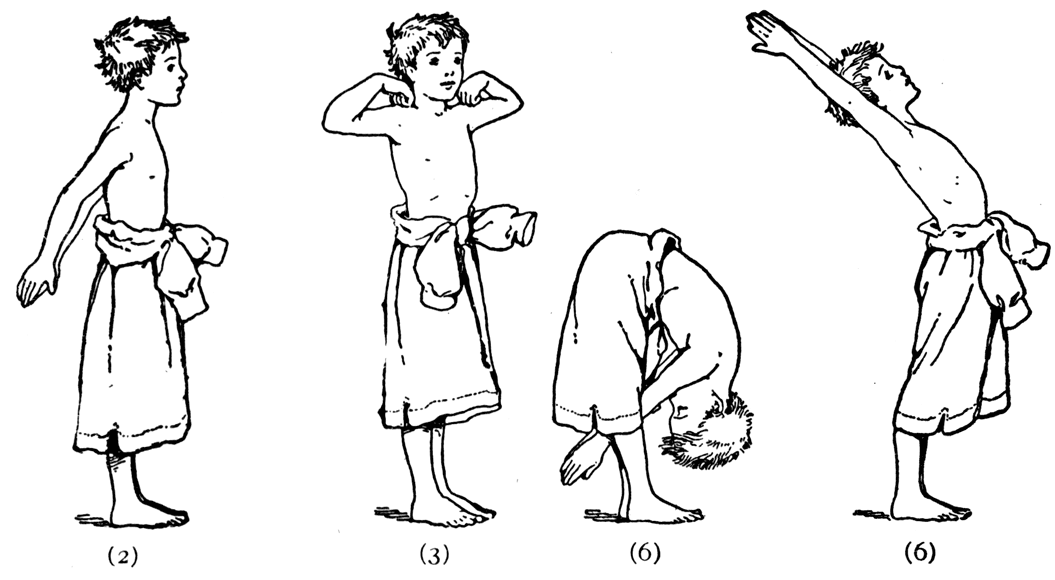 A sketch of a boy stretching