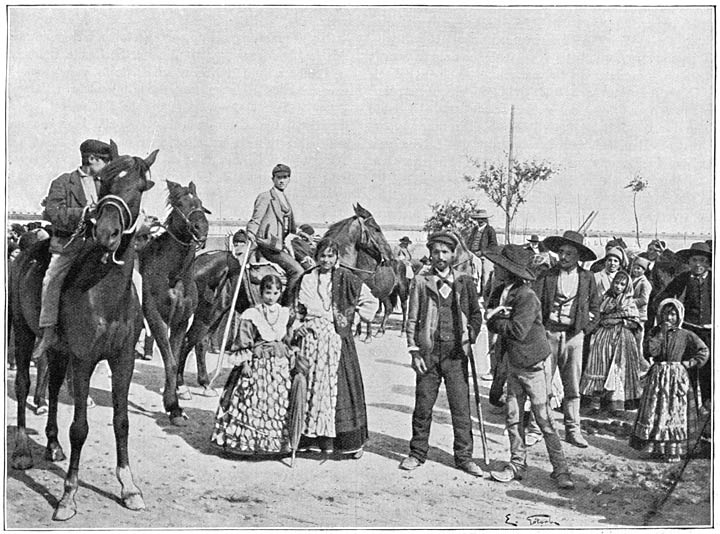 Boeren en boerinnen uit Estramadura.