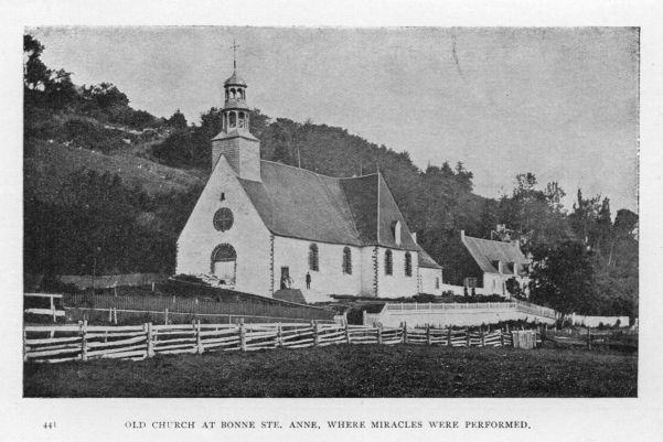 Old church at Bonne Ste. Anne, where miracles were performed.