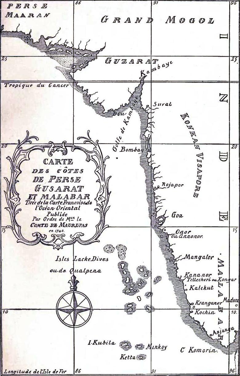 Map of the Coasts of Persia, Guzerat, and Malabar