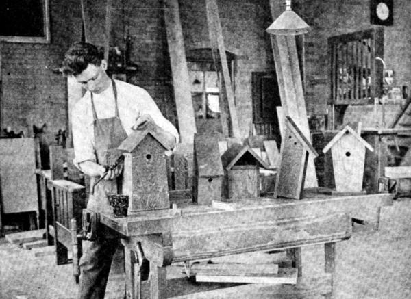 FIG. 19. FINISHING BIRD HOUSES.