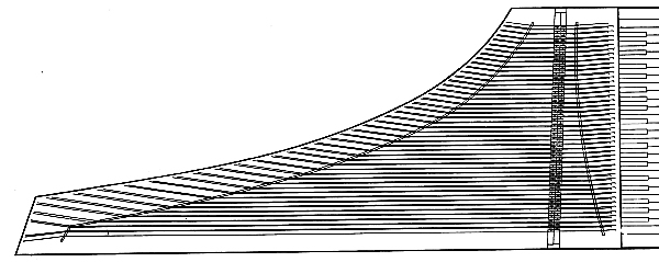 Figure 10.—Layout of harpsichord soundboard. Scale, 1:8.