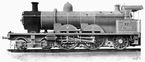 [By permission of "Great Western Railway Magazine."  "LA FRANCE"—POWERFUL NEW GREAT WESTERN RAILWAY ENGINE.