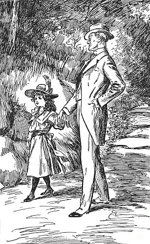 “Shall I find mother for you?” asked Sibyl, leading Lord Grayleigh across the lawn.—Page 208. Daddy’s Girl.