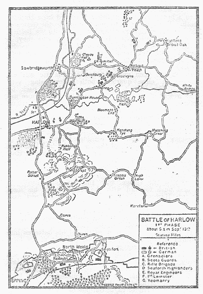 BATTLE OF HARLOW 1ST PHASE about 5 a m Sept 13th