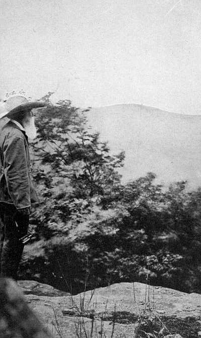 ON THE SUMMIT OF THE OLD CLUMP, LOOKING IN THE VALLEY BELOW "WHERE SWEATING FORMS AND BRONZED ARMS REAP IN THE LAND'S INCREASE"