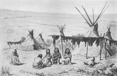 DRYING BUFFALO MEAT—A TYPICAL CAMP SCENE  Ernest Henry Griset