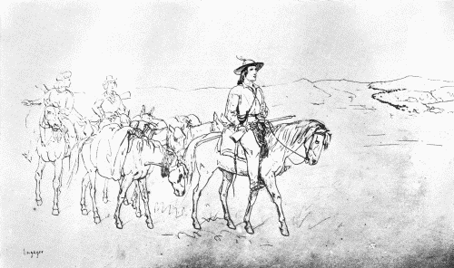 TRADER CROSSING THE PRAIRIES  Page of Kurz's Sketchbook, August 28, 1851