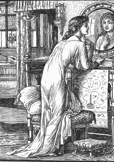 "Next morning when Fiorimonde dressed she looked at her necklace and counted its beads, but she was much perplexed, for a new bead was added to the string."—P. 29.