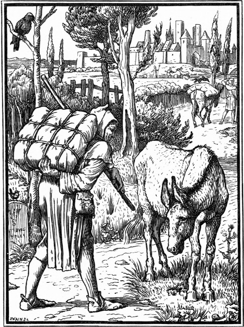 "Good-day, friend," said he. "If you have nothing to do, perhaps you would not mind carrying my load for me for a little."—P. 131.