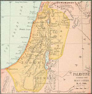 map: PALESTINE UNDER THE MACCABEES. B.C. 100.