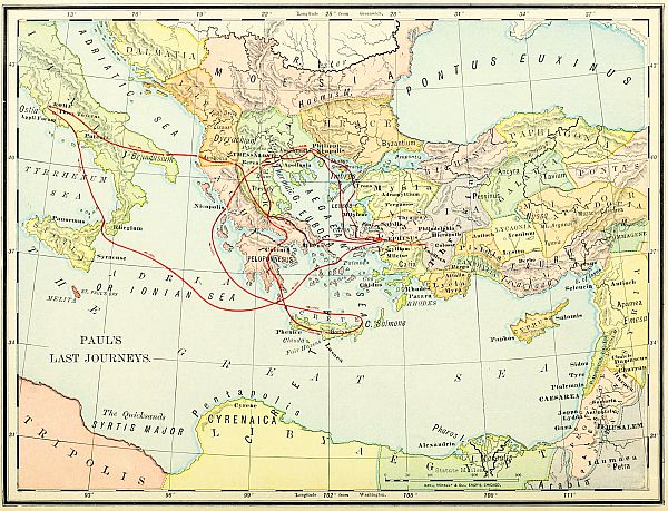 map: PAUL'S LAST JOURNEYS.