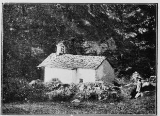 A mountain chapel near Zermatt where special prayers are offered for defence against avalanche.  To face p. 59.