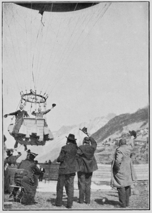 The balloon “Stella” starting from Zermatt to make the first passage of the Alps by balloon.