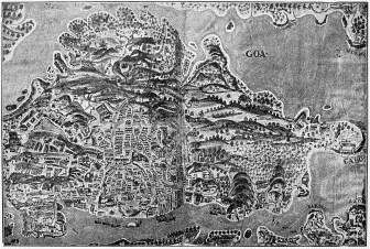 CHART OF GOA. (From the Sloane MS. 197, folio 248.)