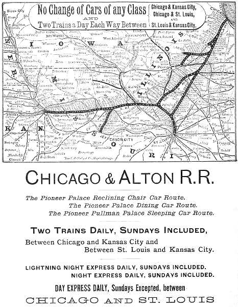 Advert for the Chicago and Alton Railroad