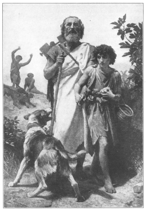 Homer, the blind poet, was led from place to place by a young boy when he went to sing his songs and recite his wonderful poems of ancient Greece.