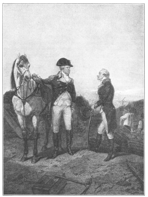 The first meeting between Washington and Hamilton.  {306}From an old print