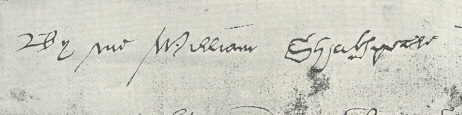 Facsimile of the Autograph Signature “By me William Shakspeare.”  From one of the Three Sheets of his Will, dated March 25, 1616.  (From Sir Sidney Lee’s Shakespeare’s Life and Work.  By permission of Messrs. Smith, Elder & Co.)