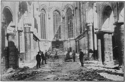 [Image unavailable: SHOWING THE DESTRUCTION IN THE CHURCH AT VISÉ.  Photo, Sport and General.