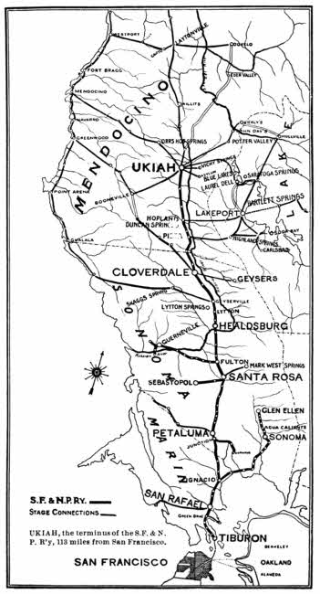 Map of S. F. & N. P. Ry. and stage connections