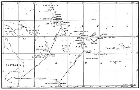 Map to illustrate the cruise of the "Janet Nihol," April 11th-July 25th, 1890