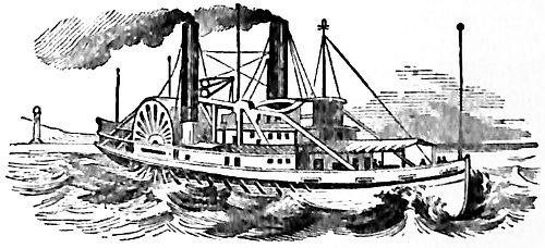 Paddlewheel steamboat.