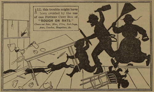 Another chaotic rat-hunt. Jim’s family, including the cat and terrier, chase rats; the table and baby’s high-chair up-ended.