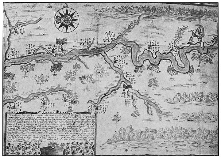 Map of the river of Cagayan, showing town sites along its banks.