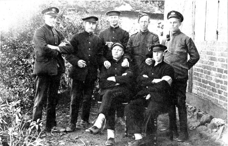 Group of English Prisoners Working on the Farms of Kossebade. The Author has a Pipe in his Mouth, and Albert, Mentioned in Chapter VI, Stands at his Right