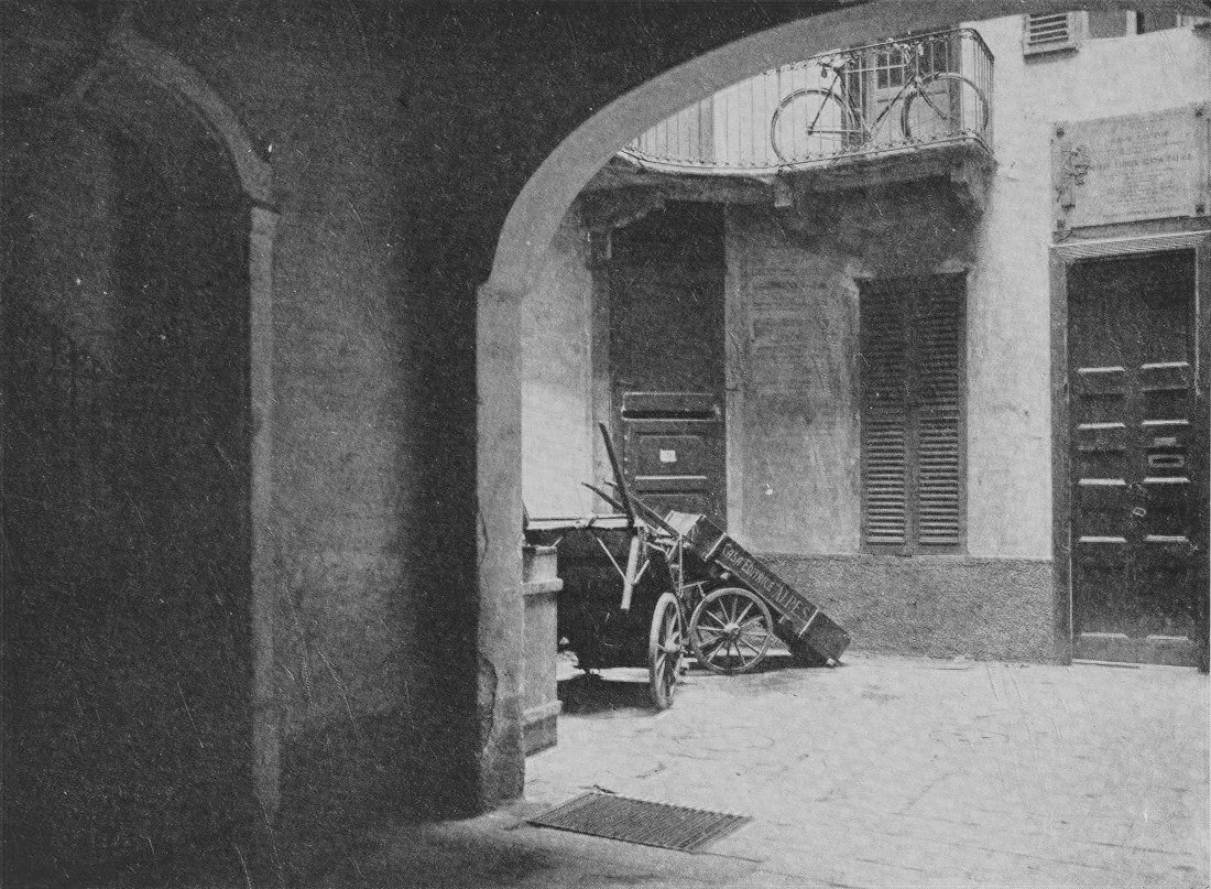 Hand carts in front of a doorway