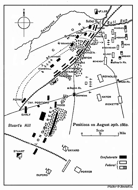 [Illustration:
Positions on August 29th, 1862.]
