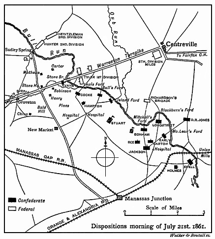[Illustration: Map
showing the dispositions on the morning of July 21st, 1861.]