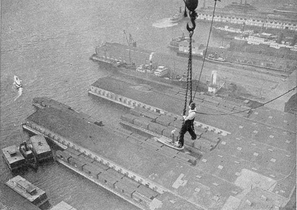 WORK FOR AMERICANS. Where skill and nerve and endurance
are required is where the true American is found. (Brown Bros.)