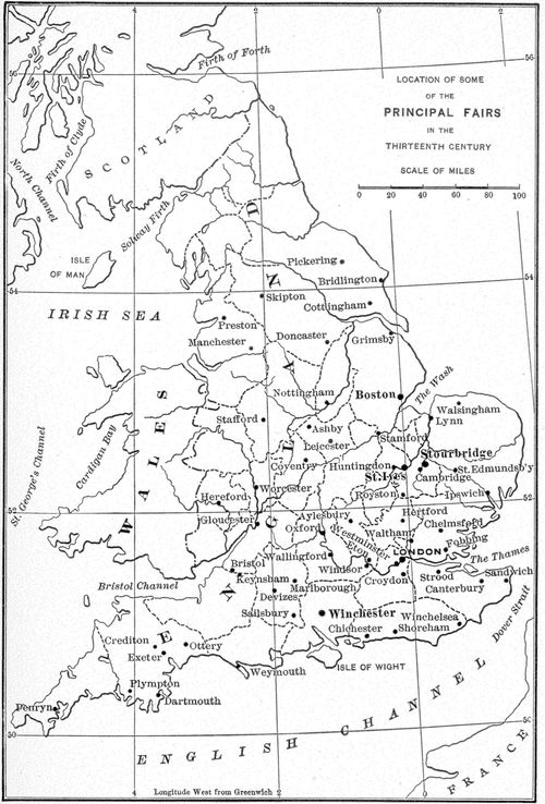 Location Of Some Of The Principal Fairs In The
Thirteenth Century.