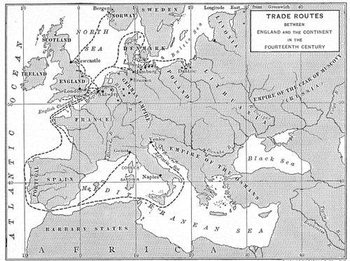 Trade Routes Between England And The Continent In The
Fourteenth Century Engraved By Bormay And Co., N.Y.