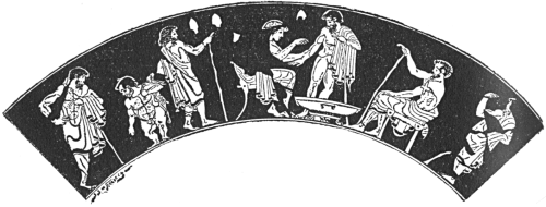 Fig. 5.
A GREEK CLINIC OF ABOUT 480-470 B. C. From a vase-painting.