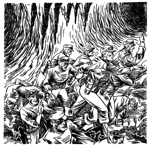 right half of illustration 'The first ripples of blue fire...'