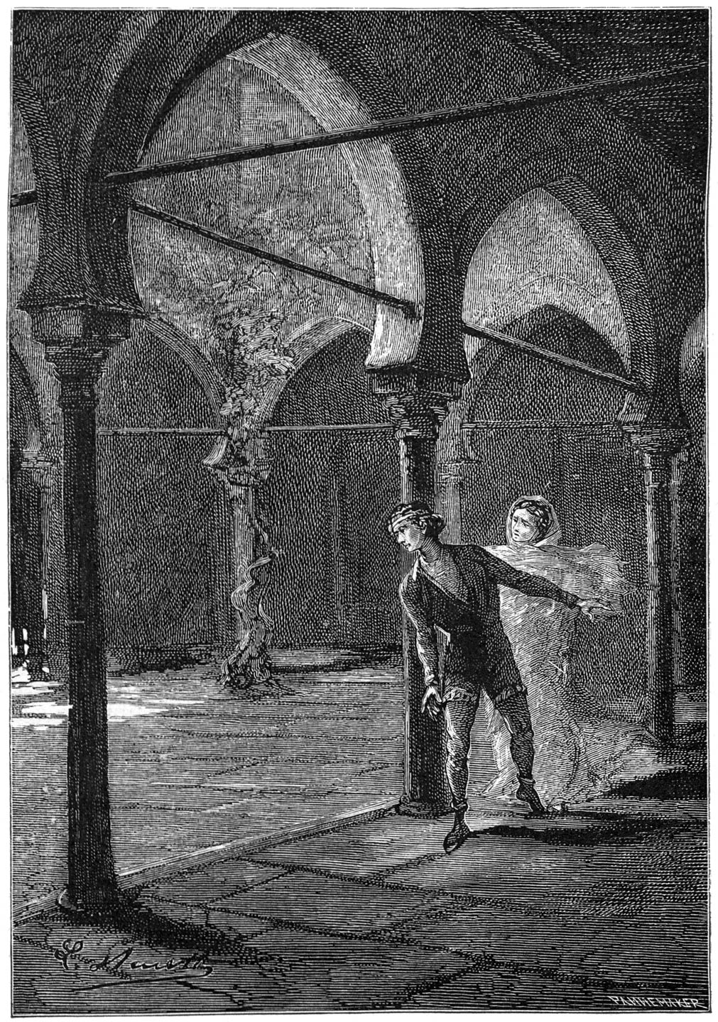 Toen Pescadospunt plotseling bleef staan en Sava Sandorf tegenhield.
(Bladz. 194.)