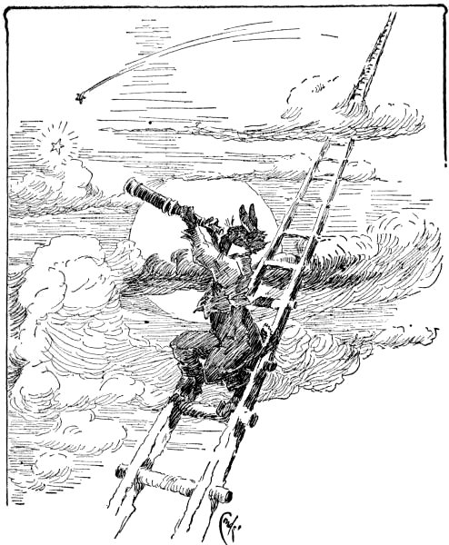 GRANDPAW WENT ABOUT TWO-THIRDS OF THE WAY UP HIS LADDER,
TO SEE