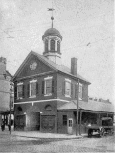 Plate LXXXVI.—Carpenter's Hall, off Chestnut Street,
between South Third and South Fourth Streets. Erected in 1770; Old
Market House, Second and Pine Streets.