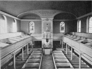 Plate XCIII.—Interior and Chancel, Christ Church;
Interior and Lectern, St. Peter's Church.