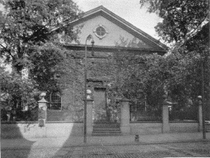 Plate XCIV.—Interior and Chancel, Old Swedes' Church;
St. Paul's Church, South Third Street near Walnut Street.