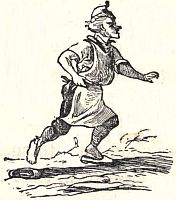with stick in hand