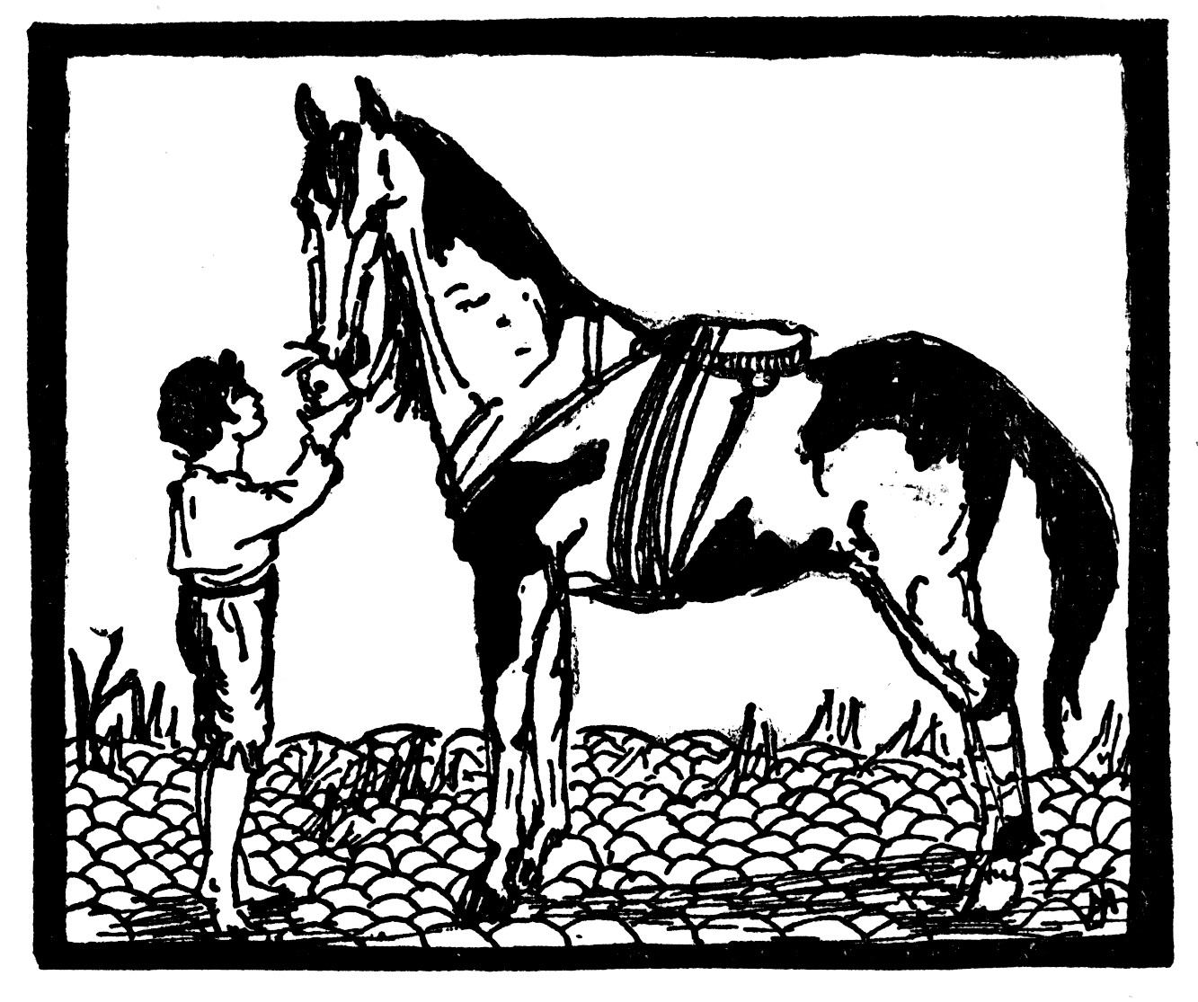 Well, men are men. But what I cannot bear
Is my poor Bet, my piebald Talking Mare,
Gone curby in her hocks from standing up.
That's the last drop that overfills the cup.
My Bet's been like a Christian friend for years.

