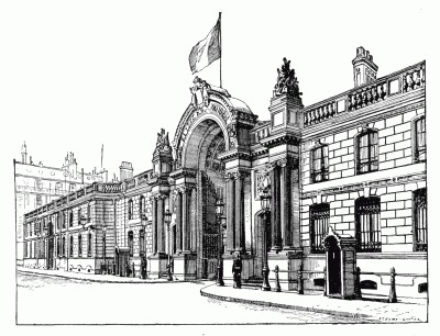 OFFICIAL RESIDENCE OF THE PRESIDENT. ENTRANCE TO THE PALAIS DE L'LYSE FROM THE RUE DU FAUBOURG SAINT-HONOR.
