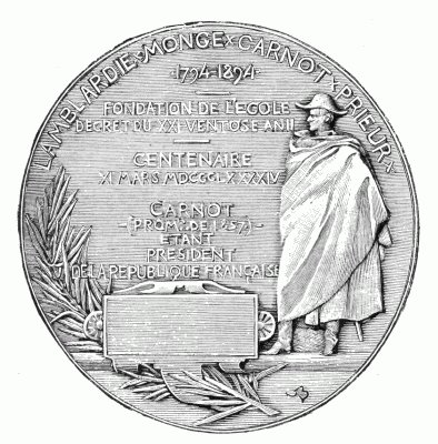 REVERSE. CENTENARY MEDAL, COLE POLYTECHNIQUE.